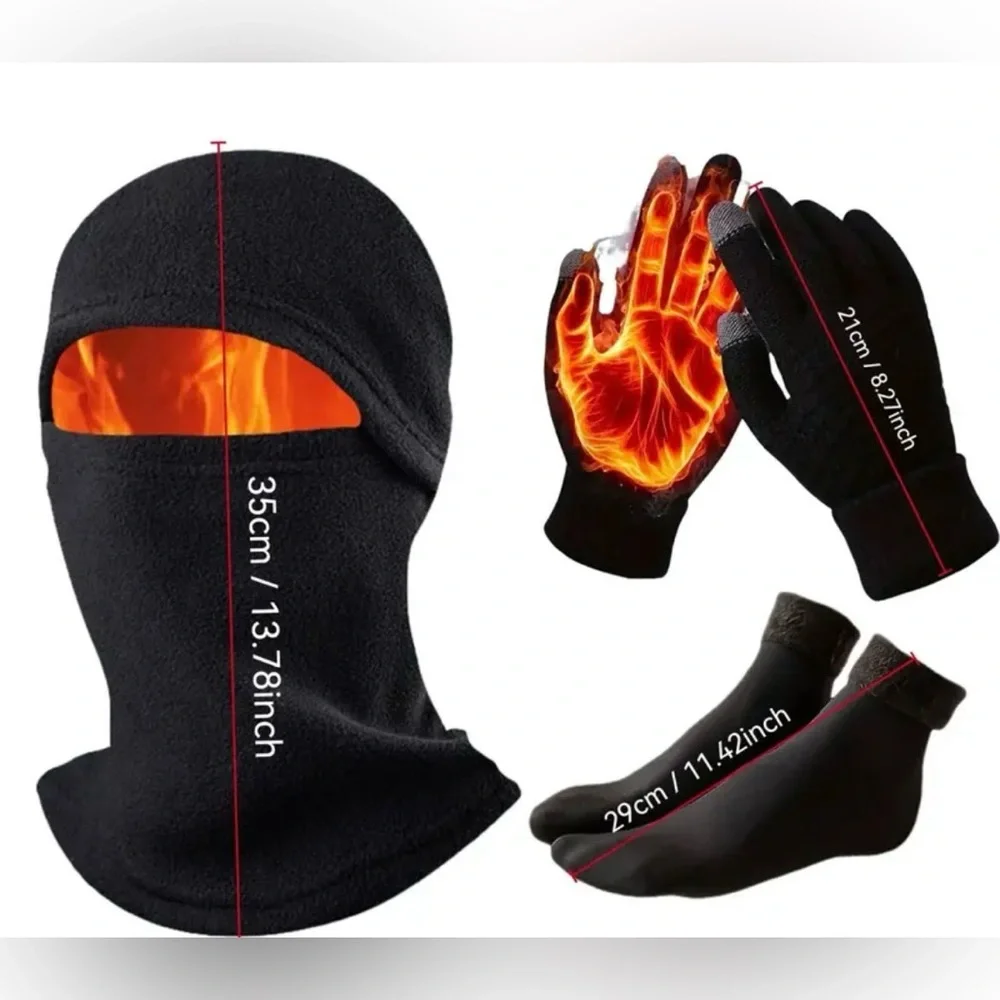Black Thermal Balaclava Set with Gloves & Socks